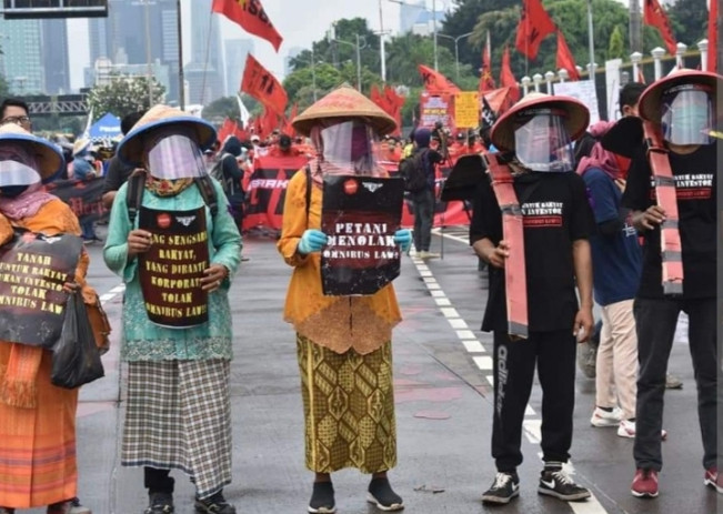 Ilustrasi aksi demo para petani dan elemen masyarakat yang akan digelar hari ini Rabu 24 September 2025. [Int]
